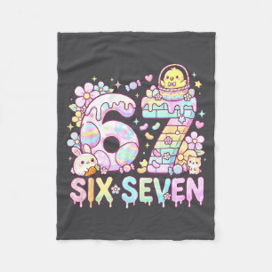 Happy Easter Day 67 Bunny Six Seven Easter Eggs 6 Fleece Blanket