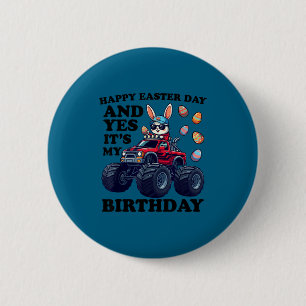 Happy easter day and birthday boys monster truck 6 cm round badge