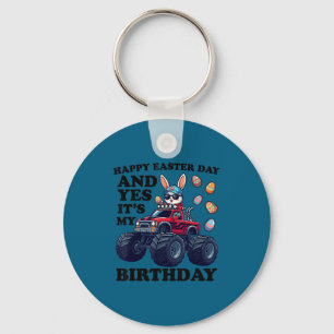 Happy easter day and birthday boys monster truck key ring