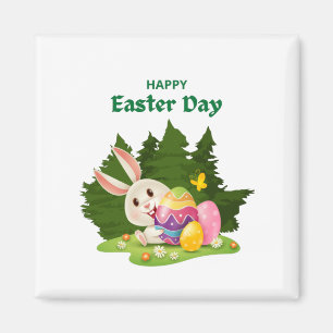 Happy Easter Day And Bunny Wishes funny Magnet