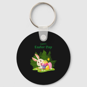 Happy Easter Day And Bunny Wishes Funny T Shirt  Key Ring