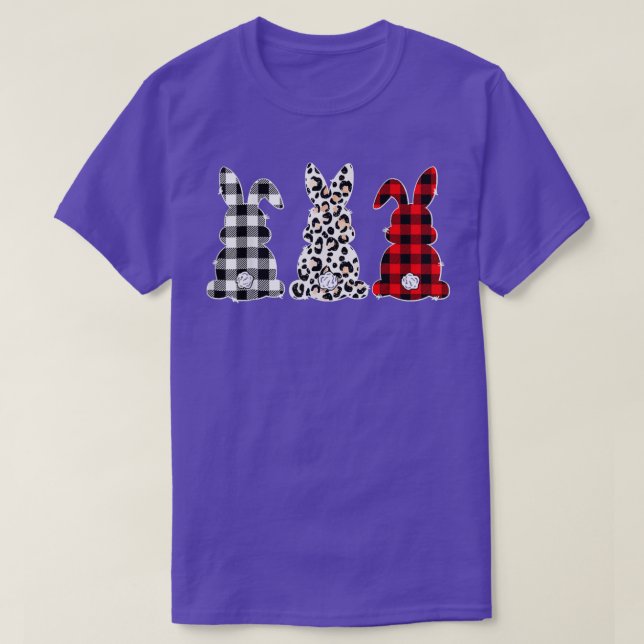 Happy Easter Day Bunny Buffalo Red Plaid Leopard P T-Shirt (Design Front)