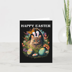 Happy Easter Day Bunny Cat Eggs Basket Men Women C Card