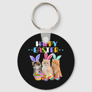 Happy Easter Day Bunny Cat Eggs Bysket Men Women C Key Ring