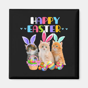 Happy Easter Day Bunny Cat Eggs Bysket Men Women C Magnet