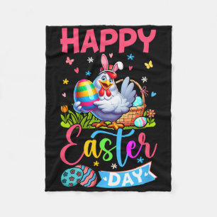 Happy Easter Day Bunny Chicken Hunting Chocolate E Fleece Blanket