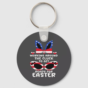Happy Easter Day Bunny Cute Rabbit Enthusiasts Key Ring