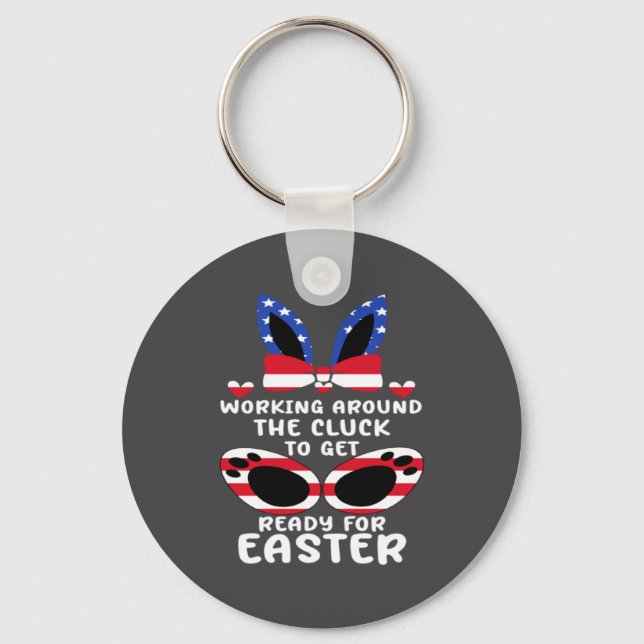 Happy Easter Day Bunny Cute Rabbit Enthusiasts  Key Ring (Front)