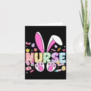 Happy Easter Day Bunny Ears Stethoscope Floral Card