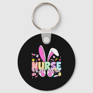 Happy easter day bunny ears stethoscope floral key ring