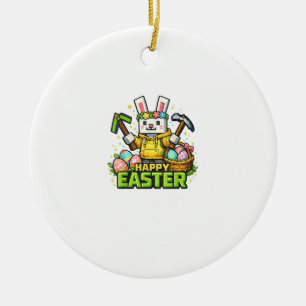Happy Easter Day Bunny Egg Gamer Video Game Kids M Ceramic Ornament