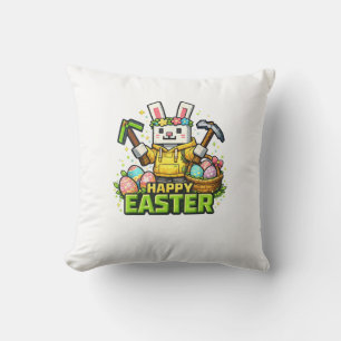 Happy Easter Day Bunny Egg Gamer Video Game Kids M Cushion