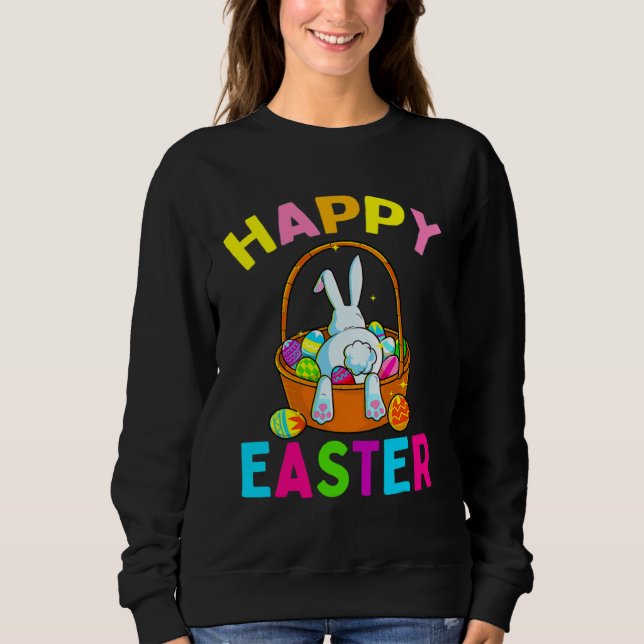 Happy Easter Day Bunny Egg Hunting Spring Christia Sweatshirt (Front)