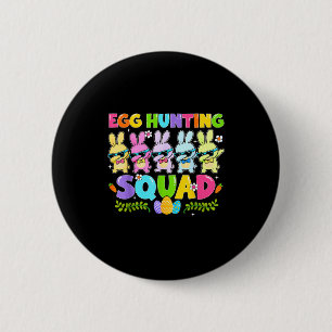 Happy easter day bunny egg hunting squad boy girl 6 cm round badge