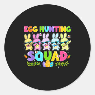 Happy easter day bunny egg hunting squad boy girl classic round sticker
