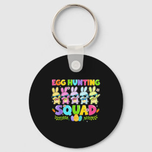 Happy easter day bunny egg hunting squad boy girl key ring
