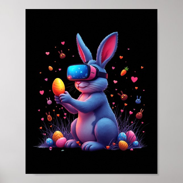 Happy Easter Day Bunny Egg Video Game Funny Vr Gam Poster (Front)