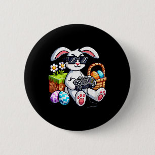 Happy Easter Day Bunny Egg Video Game Mens Boys Ki 6 Cm Round Badge