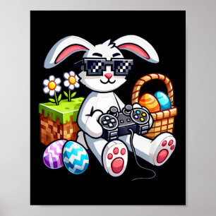 Happy Easter Day Bunny Egg Video Game Mens Boys Ki Poster