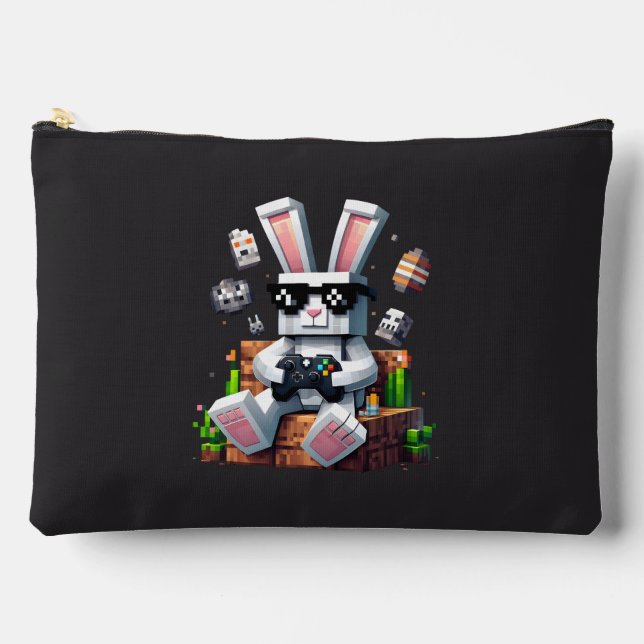 Happy Easter Day Bunny Egg Video Gamer Easter Day Accessory Pouch (Front)
