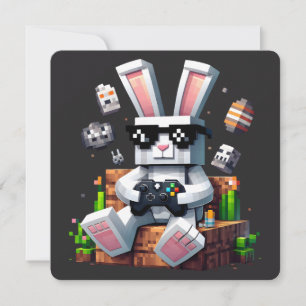 Happy Easter Day Bunny Egg Video Gamer Easter Day Invitation