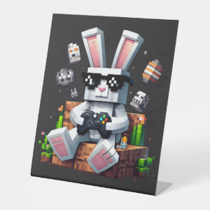 Happy Easter Day Bunny Egg Video Gamer Easter Day Pedestal Sign