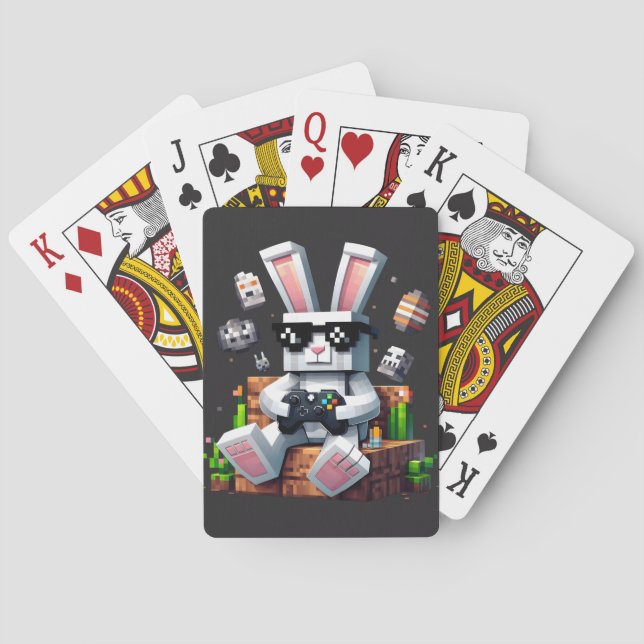 Happy Easter Day Bunny Egg Video Gamer Easter Day Playing Cards (Back)