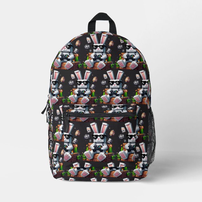 Happy Easter Day Bunny Egg Video Gamer Easter Day Printed Backpack (Front)