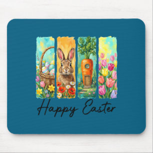 Happy easter day bunny eggs basket egg hunt funny mouse pad