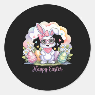 Happy Easter Day Bunny Eggs Cute Happy Easter Bunn Classic Round Sticker