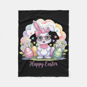 Happy Easter Day Bunny Eggs Cute Happy Easter Bunn Fleece Blanket