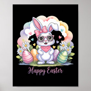 Happy Easter Day Bunny Eggs Cute Happy Easter Bunn Poster