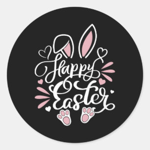 Happy Easter Day Bunny Eggs Rabbit Graphic Family Classic Round Sticker