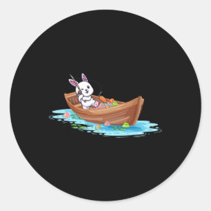 Happy Easter Day Bunny Fishing Fisherman Kids Men Classic Round Sticker