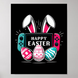 Happy Easter Day Bunny Gaming Video Games Boys Gir Poster