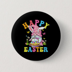 Happy Easter Day Bunny Gnome Hug Easter Eggs Gnome 6 Cm Round Badge