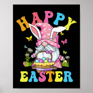 Happy Easter Day Bunny Gnome Hug Easter Eggs Gnome Poster