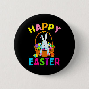 Happy Easter Day Bunny Hunting Chocolate Eggs Egg  6 Cm Round Badge