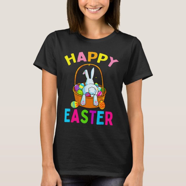 Happy Easter Day Bunny Hunting Chocolate Eggs Egg  T-Shirt (Front)