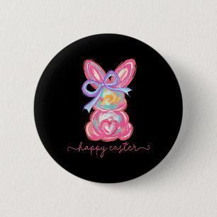 Happy Easter Day Bunny Rabbit Brushstroke Tee Wome 6 Cm Round Badge