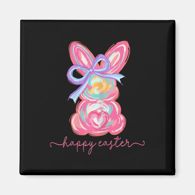 Happy Easter Day Bunny Rabbit Brushstroke Tee Wome Magnet (Front)