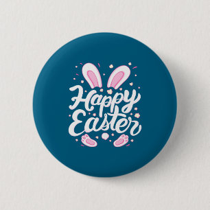 Happy Easter Day Bunny Rabbit Spring Graphic For W 6 Cm Round Badge
