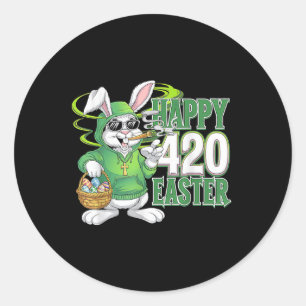 Happy Easter Day Bunny Smoking Weed Funny  Classic Round Sticker