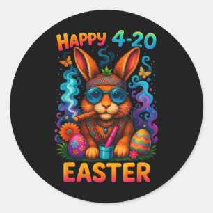 Happy Easter Day Bunny Smoking Weed Funny  Classic Round Sticker