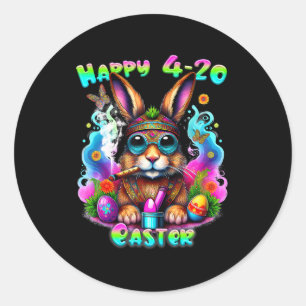 Happy Easter Day Bunny Smoking Weed Funny  Classic Round Sticker