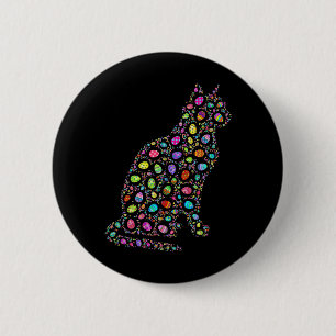 Happy Easter Day Cat Eggs Funny Matching Men Women 6 Cm Round Badge