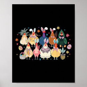 Happy Easter Day Chicken Easter Bunny Egg Easter R Poster