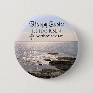 Happy Easter Day Christ has Risen Ocean Photo 6 Cm Round Badge