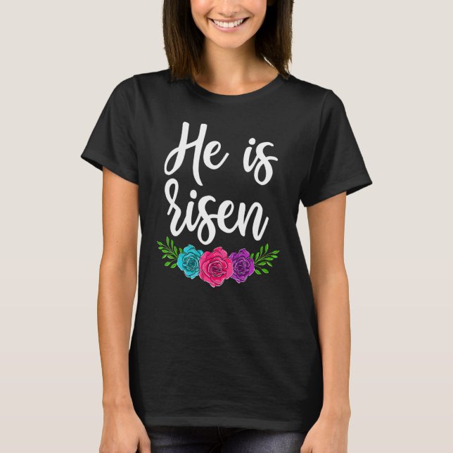 Happy Easter Day Christian , He Is Risen Women Flo T-Shirt (Front)