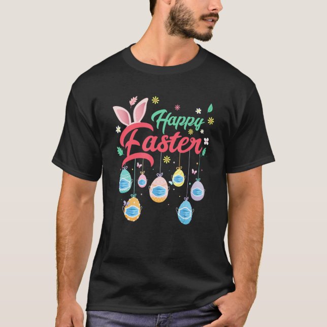 Happy Easter Day Colourful Egg Face Mask Hunting C T-Shirt (Front)